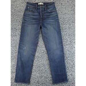 Rivet & Thread High Rise Straight Leg Jeans Blue Womens 27 Distressed Selvedge